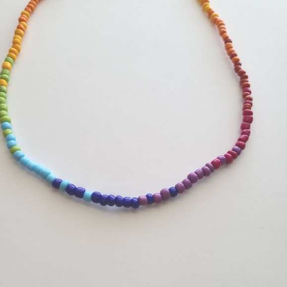 Rainbow Ombre Seed Bead Necklace - Picture 2 of 4